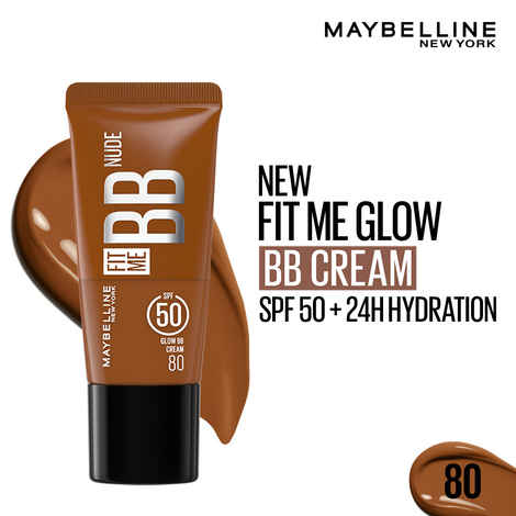 Buy Maybelline New York Fit Me Glow BB Cream, SPF 50 + 24H Hydration With Niacinamide & Hyaluronic Acid, Dewy Finish for Normal to Dry Skin - Shade 80, 25 ml - Purplle