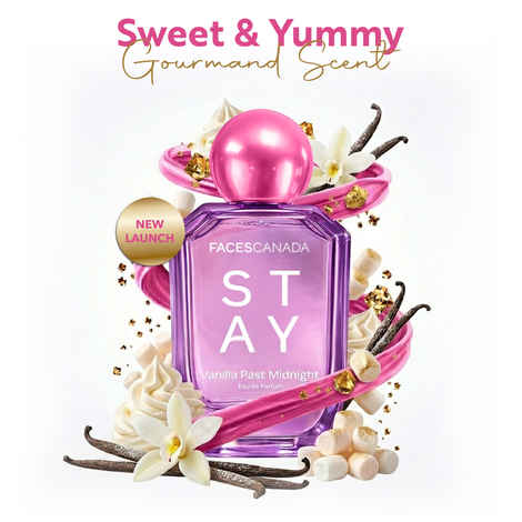 Buy FACES CANADA STAY Vanilla Past Midnight Eau de Parfum for Women, 50 ml | Long-Lasting Sweet Gourmand Perfume with Caramel, Vanilla, Tonka & Sandalwood | Gifts for Women | Premium Fragrance - Purplle