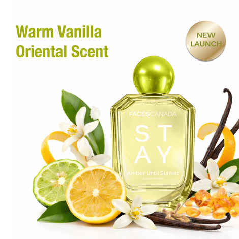 Buy FACES CANADA STAY Amber Until Sunset Eau de Parfum for Women, 50 ml | Long-Lasting Oriental, Ambery Vanilla Perfume with Bergamot, Amber, Vanilla & Musk | Warm Day-to-Night Scent| Gifts for Women | Premium Fragrance - Purplle