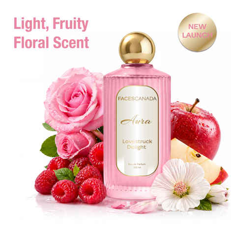Buy FACES CANADA Aura Lovestruck Delight Eau De Parfum For Women, 100 ml | Fruity Floral Long Lasting Perfume Upto 8 Hrs | Apple, Pear, Rose & Raspberry Notes | 20% Fragrance Oil | Gifts for Women | Premium Fragrance - Purplle