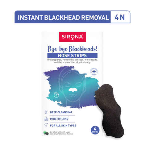 Sirona Bamboo Charcoal Nose Strips for Women | Removes Blackheads and Whiteheads | 4 Strips