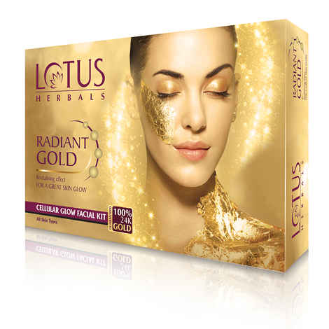 Buy Lotus Herbals Radiant Gold Cellular Glow Facial Kit 4 in 1 | With 24K Gold leaves | For Skin Glow | All Skin Types | 4x37g - 148 gm - Purplle