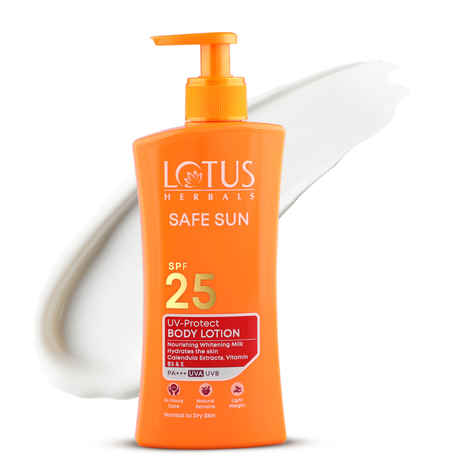 Buy Lotus Herbals Safe Sun UV Protect Body Lotion SPF 25 PA+++ | Normal to Dry Skin | Moisturising, Broad Spectrum Protection| 250 ml - Purplle