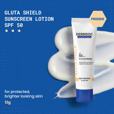 Buy DERMDOC Gluta Shield Body Sunscreen Lotion SPF 50 PA+++ |12 gm - Purplle