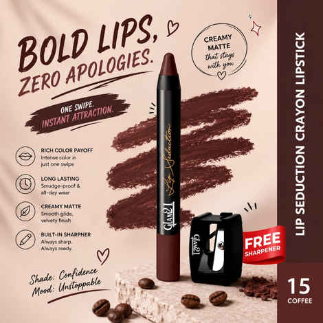 Buy Glam 21 Lip Seduction Non- Transfer Crayon Lipstick| Lightweight & Longlasting|Creamy Matte Formula - 3.6 gm | Coffee |15 - Purplle