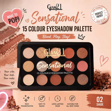 Buy Glam 21 Sensational Eyeshadow Palette 15 Colors | Shade-02 - 17.5 gm - Purplle