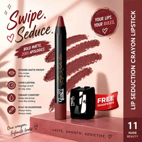Buy Glam 21 Lip Seduction Non- Transfer Crayon Lipstick| Lightweight & Longlasting|Creamy Matte Formula - 3.6 gm|Nude Beauty|11 - Purplle
