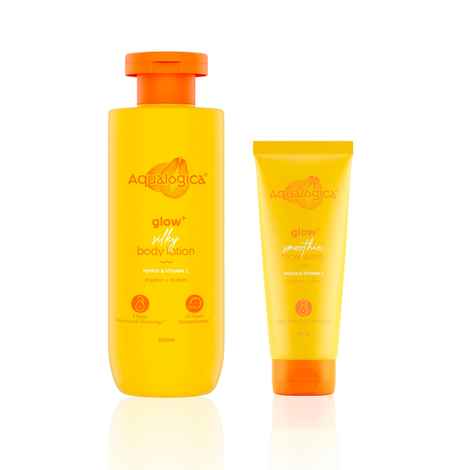 Buy Aqualogica Glow+ Cleanse & Body Hydration Combo (Glow+ Smoothie Face Wash – 100 ml + Glow+ Silky Body Lotion – 200 ml) Combo of 2 - Purplle
