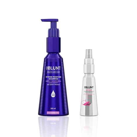 Buy BBLUNT Heat Protection & Moisture Care Combo (Hot Shot Heat Protection Mist – 150 ml + Intense Moisture Shampoo – 300 ml) Combo of 2 - Purplle