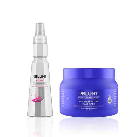 Buy BBLUNT Heat Protection & Deep Moisture Combo (Hot Shot Heat Protection Mist – 150 ml + Intense Moisture Hair Mask – 250 gm) Combo of 2 - Purplle