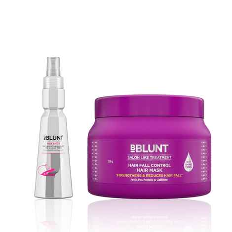 Buy BBLUNT Heat Protection & Hair Fall Care Combo (Hot Shot Heat Protection Mist – 150 ml + Hair Fall Control Hair Mask – 250 gm) Combo of 2 - Purplle