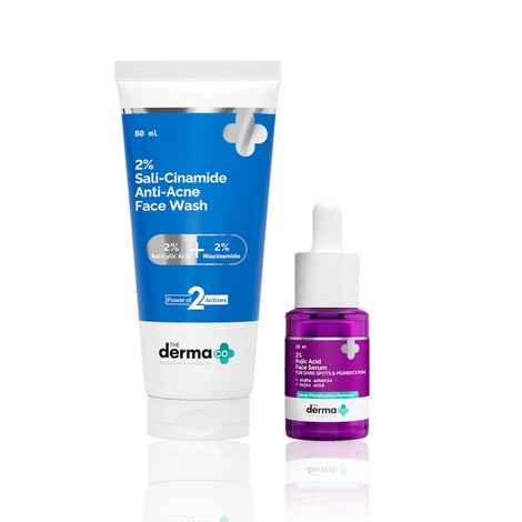 Buy The Derma Co. Cleanse & Brightening Care Combo (Sali-Cinamide Anti-Acne Face Wash – 80 ml + 2% Kojic Acid Face Serum – 10 ml) Combo of 2 - Purplle