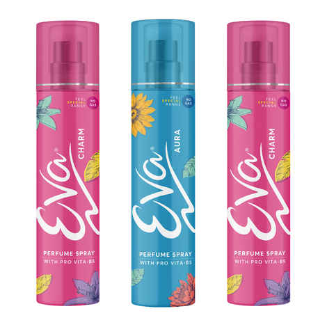Buy Eva Aura & Charm No Gas Perfume Spray | Long Lasting Perfume Body spray | Floral Grace With Shades Of Mandrine Orange, Cashmirwood & Fresh Citrus Fragrance | Deodorants Women | 120 ml | Pack Of 3 - Purplle