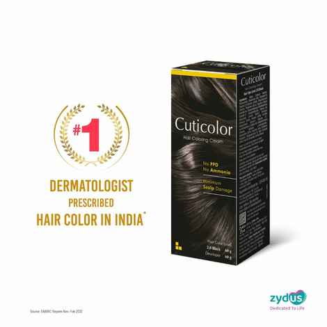 Buy Cuticolor Permanent Hair Color Cream, Long Lasting With The Goodness Of Olive Oil 60 gm (New Pack) No PPD, No Ammonia - Black | Pack of 1 - Purplle