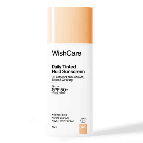 Buy WishCare Daily Tinted Fluid Sunscreen SPF50 PA++++|L103| Broad Spectrum Protection for all skin types| In-Vivo Tested| D-Panthenol, Niacinamide, Ectoin & Ginseng | Evens & Protects | 50 ml - Purplle