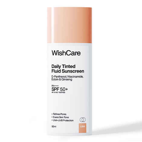 Buy WishCare Daily Tinted Fluid Sunscreen SPF50 PA++++|L104| Broad Spectrum Protection for all skin types| In-Vivo Tested| D-Panthenol, Niacinamide, Ectoin & Ginseng | Evens & Protects | 50 ml - Purplle
