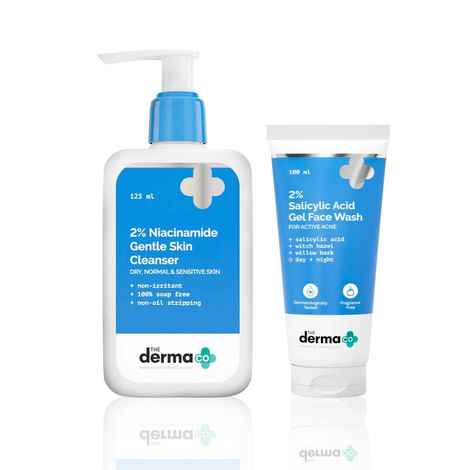Buy The Derma Co. Oil Control & Gentle Cleanse Face Wash Combo (2% Salicylic Acid Gel Face Wash – 100 ml + 2% Niacinamide Gentle Skin Cleanser – 125 ml) Combo of 2 - Purplle