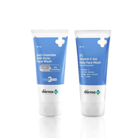 Buy The Derma Co. Glow & Acne Control Face Wash Combo (2% Vitamin C Gel Face Wash – 80 ml + Sali-Cinamide Anti-Acne Face Wash – 80 ml) Combo of 2 - Purplle