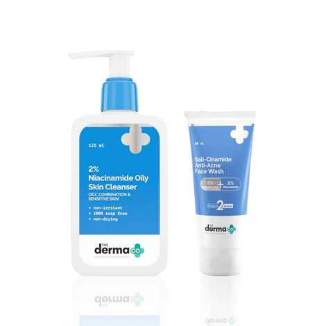 Buy The Derma Co. Oil Control & Acne Care Face Wash Combo (2% Niacinamide Oily Skin Cleanser – 125 ml + Sali-Cinamide Anti-Acne Face Wash – 80 ml) Combo of 2 - Purplle