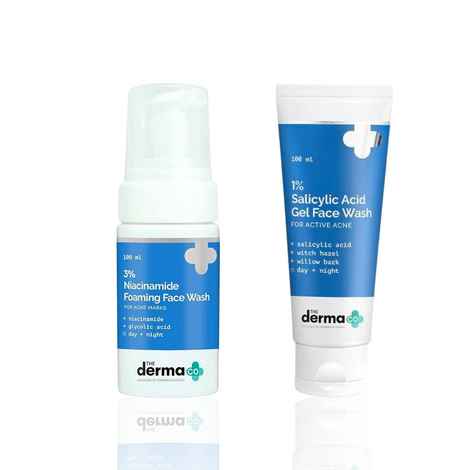 Buy The Derma Co. Acne Control & Marks Care Face Wash Combo (1% Salicylic Acid Gel Face Wash – 100 ml + 3% Niacinamide Foaming Face Wash – 100 ml) Combo of 2 - Purplle