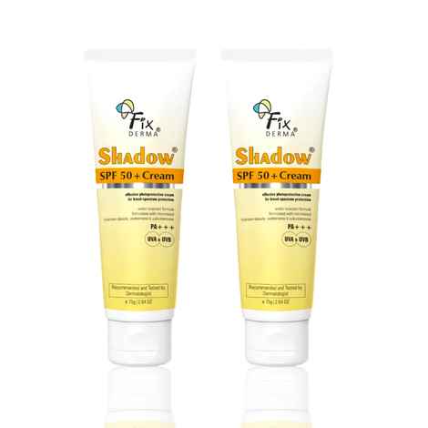 Buy Fixderma Shadow Protection Pack | SPF 50+ Gel Sunscreen for Oily Skin | Broad Spectrum UVA & UVB Protection | Non Greasy & Water Resistant | For Body & Face | Unisex | (75 gm + 75 gm) Pack of 2 - Purplle