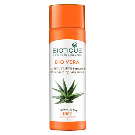Buy Biotique Bio Vera Ultra Soothing Body Lotion 75 + SPF UVA/UVB Sunscreen (190 ml) - Purplle