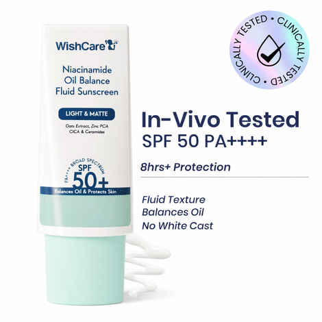 Buy WishCare Niacinamide Oil Balance Fluid Sunscreen SPF 50 PA++++ - Light & Matte Sunscreen for Oily Skin with Broad Spectrum Protection & No White Cast - 30 gm - Purplle