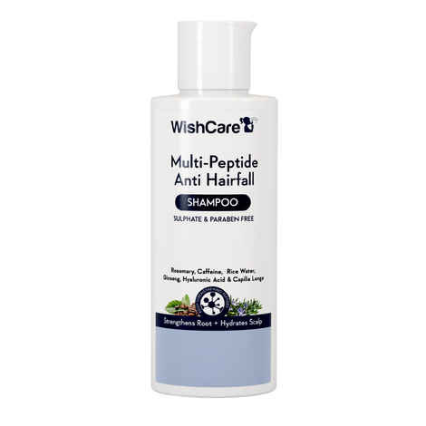 Buy WishCare Multi Peptide Anti Hairfall Shampoo - Rice Water, Rosemary, Capilia Longa, Hyaluronic Acid & Caffeine - 120 ml - Purplle