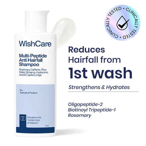 Buy WishCare Multi Peptide Anti Hairfall Shampoo - Rice Water, Rosemary, Capilia Longa, Hyaluronic Acid & Caffeine - 120 ml - Purplle