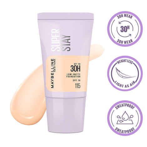 Buy Maybelline New York Super Stay Lumi-Matte Foundation- 115, 30H longwear, Lightweight, Suitable for all Skin Types, Soft Glow, Buildable Coverage, 18 gm - Purplle
