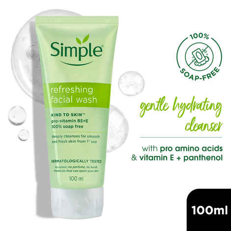 Buy Simple Kind To Skin Refreshing Face Wash (100 ml) | For All Skin Types | No Soap, No Added Perfume, No Harsh Chemicals, No Artificial Color, No Alcohol and No Parabens - Purplle