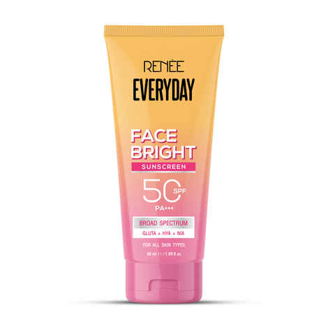 Buy Renee Everyday Face Bright Brightening Sunscreen SPF 50, PA+++ With Niacinamide, Hyaluronic Acid & Glutathione | Broad Spectrum UVA & UVB Protection | Brightens, Hydrates & Protects Skin | 50 ml - Purplle