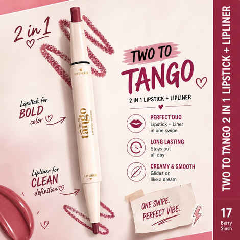 Buy Glam 21 Two To Tango Lip Liner + Lipstick Duo |Non-Transfer |Long Stay | Creamy Matte Finish| Super-glide formula | Non-drying |For Sensational lip look, Berry Slush-17, 0.65 gm - Purplle
