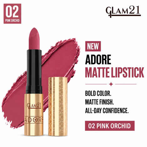 Buy Glam 21 Adore Creamy Matte Lipstick for Women, 3.5 gm | Smudge & Transfer Proof | Intense Color & Bold Finish | Smooth & Light Weight | Up to 12H|Pink Orchid - Purplle