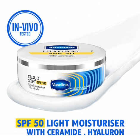 Buy Vaseline Cloud Soft SPF 50 Light Moisturiser | Ceramides & Hyaluron | Non-Sticky Hydration 100 ml - Purplle