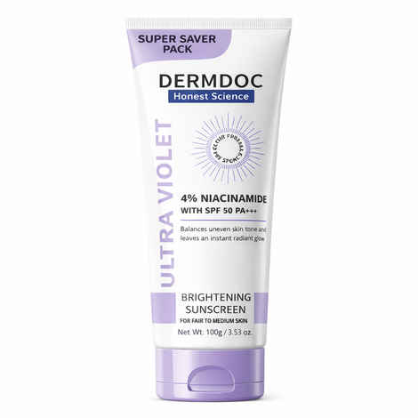 Buy Dermdoc 4% Niacinamide Ultra Violet Brightening Sunscreen With Spf 50 100 gm - Purplle