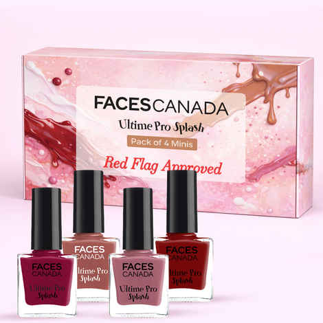 Buy FACES CANADA Ultime Pro Splash Nail Enamel Pack of 4 Minis - Red Flag | Long-Lasting | Chip-Resistant Wear | Quick-Dry Formula | Smooth & Glossy Finish - Purplle