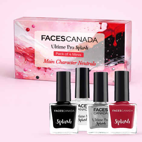 Buy FACES CANADA Ultime Pro Splash Nail Enamel Pack of 4 Minis - Main Character Neutrals | Long-Lasting | Chip-Resistant Wear | Quick-Dry Formula | Smooth & Glossy Finish - Purplle