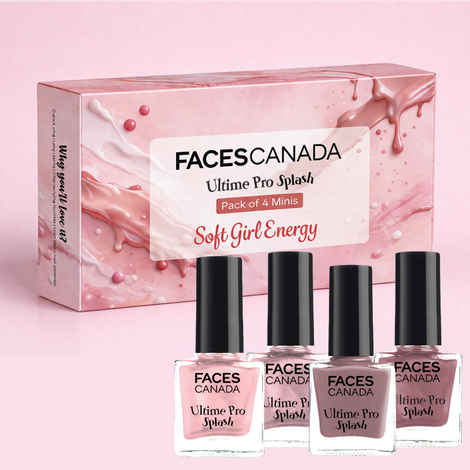 Buy FACES CANADA Ultime Pro Splash Nail Enamel Pack of 4 Minis - Soft Girl Energy | Long-Lasting | Chip-Resistant Wear | Quick-Dry Formula | Smooth & Glossy Finish - Purplle