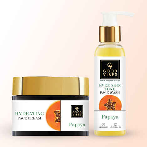 Buy Good Vibes Glow Boost Combo (Papaya Brightening Even Skin Tone Face Wash-120 ml + Papaya Hydrating Face Cream-50 gm) Combo of 2 - Purplle
