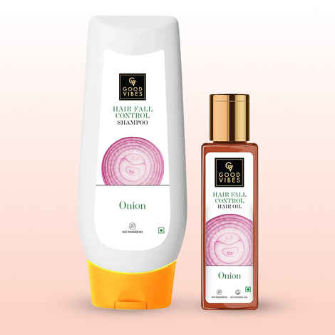 Buy Good Vibes Onion Hair Repair Duo (Onion Hairfall Control Shampoo-200 ml + Onion Hairfall Control Oil-100 ml) Combo of 2 - Purplle