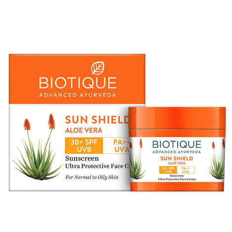 Buy Biotique Sun Shield Aloe Vera 30+Spf Sunscreen Cream (50 gm) - Purplle