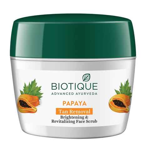 Buy Biotique Papaya Tan Removal Brightening & Revitalizing Face Scrub 235 gm Jar - Purplle
