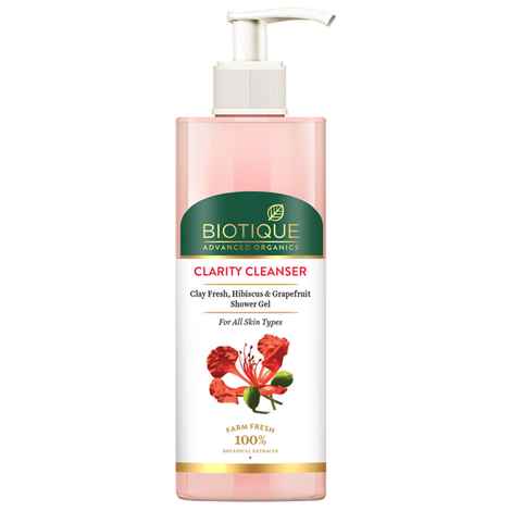 Buy Biotique Advanced Organics Clarity Cleanser Clay Fresh, Hibiscus & Grapefruit Shower Gel (200 ml) - Purplle
