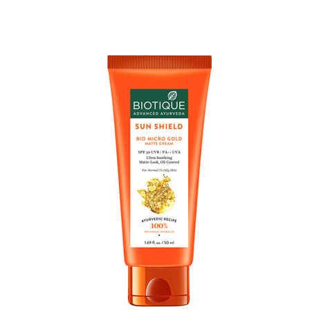 Buy Biotique Bio Micro Gold Matte Cream Sunscreen SPF 30 (50 ml) - Purplle