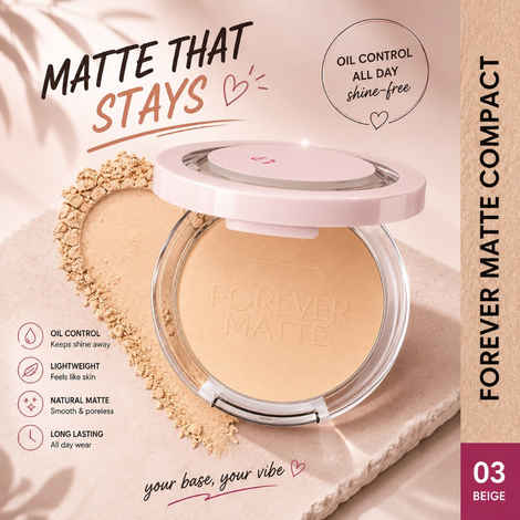 Buy Glam 21 Forever Matte Compact |HD Matte Finish| Evens Out Complexion | Hides Imperfections |Stays up to 12 hrs | Lightweight formula | Sweat Proof- Beige 9 gm - Purplle