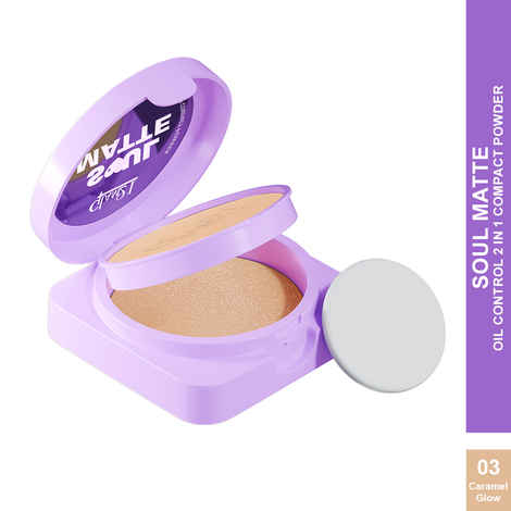 Buy Glam 21 Soul Matte Oil Control 2 in 1 Compact Powder | Matte & Shimmer Shades | Air Light Formula & Stay Upto 10 hrs | Rich With Hyaluronic Acid, Squalane & Mango Butter |SPF20 |18 gm- Caramel Glow 03 - Purplle
