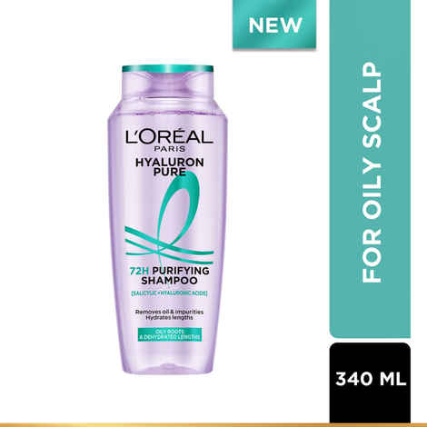 Buy L’Oréal Paris Hyaluron Pure 72H Purifying Shampoo, For oily scalp & dry hair with salicylic and hyaluronic acid | 340 ml - Purplle