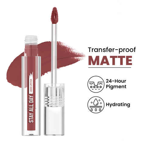 Buy Swiss Beauty Stay All Day Liquid Lipstick- 10 Earthy Brown 2 gm - Purplle