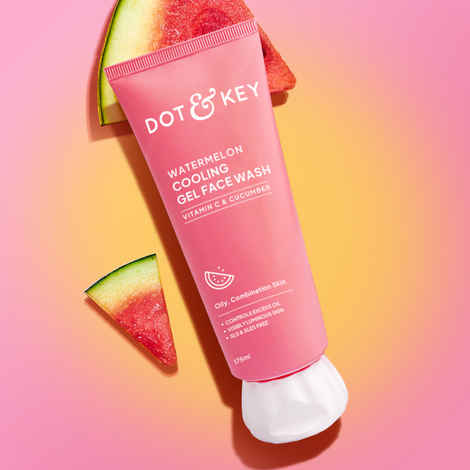 Buy Dot & Key Watermelon Cooling Gel Face Wash with Vitamin C & Cucumber | Face Wash for Glowing Skin, Pigmentation and Dark Spot Reduction Normal, Combination & Oily Skin (175 ml) - Purplle